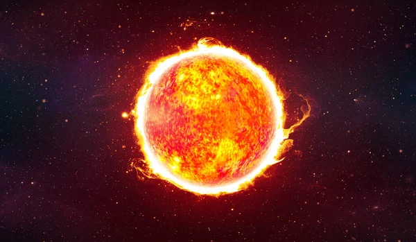 太阳在Comos 太阳系中的巨星 太阳上的爆炸 — 图库照片