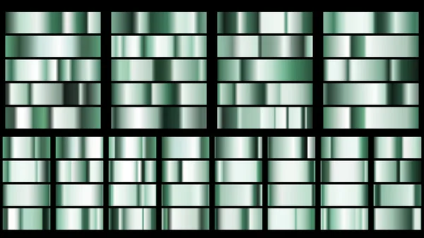 Conjunto de gradientes de metal verde — Vetor de Stock