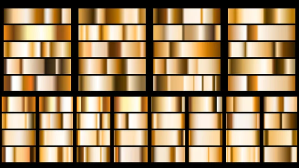 Conjunto de gradientes de metal dourado — Vetor de Stock