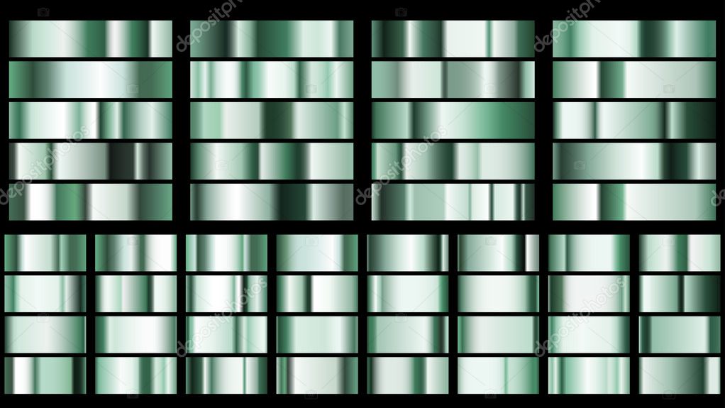 Set of green metal gradients