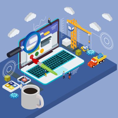 Düz 3D dizüstü bilgisayar ve akıllı saatler