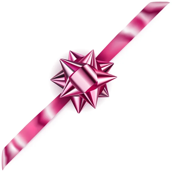 Shiny bow with diagonally ribbon — Stock Vector