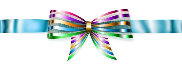 闪亮的蝴蝶结与水平丝带 — 图库矢量图片