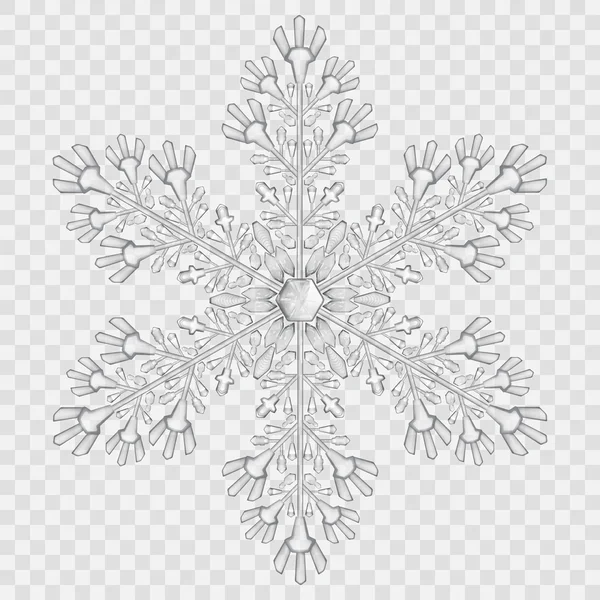Grote doorschijnende kristallen sneeuwvlok — Stockvector