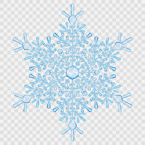 Copo de nieve de cristal translúcido grande — Vector de stock