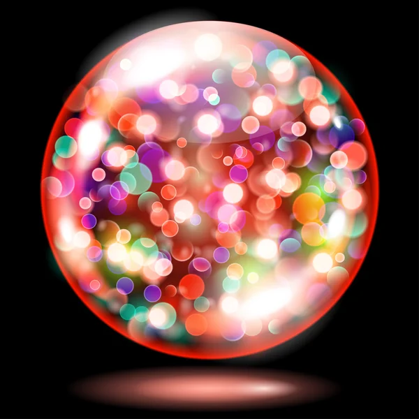 Sphere with sparkles in red colors — Stock Vector