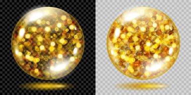 İki şeffaf küre ile altın parıldıyor