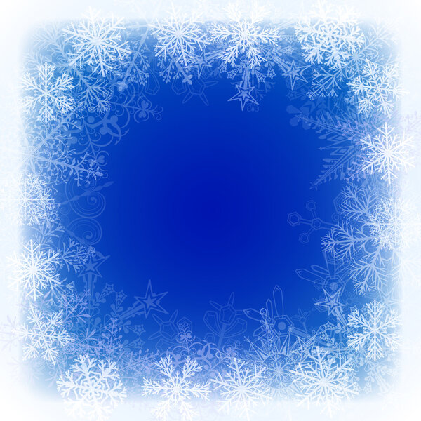 Christmas background with frame of snowflakes