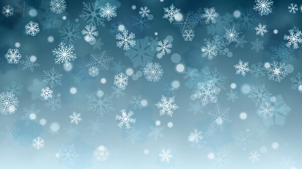 Christmas background of falling snowflakes