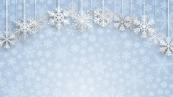 Різдвяний фон з висячими сніжинками — стоковий вектор