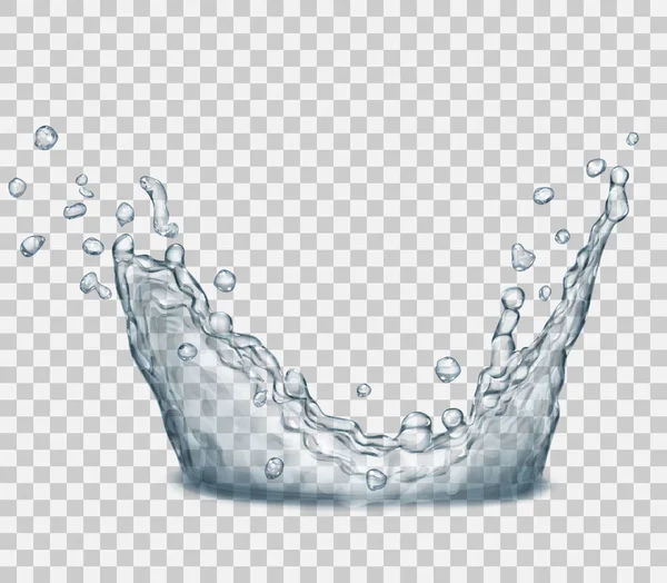 Transparentní šedá koruny ze šplouchání vody — Stockový vektor