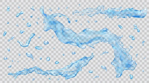 Water spatten en waterdruppels. Transparantie alleen in vector bestand — Stockvector