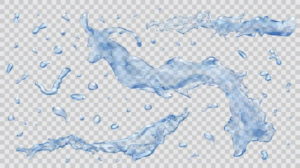 Salpicaduras y gotas de agua. Transparencia solo en archivo vectorial — Archivo Imágenes Vectoriales