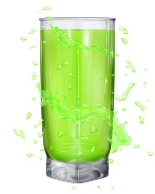 Yeşil suyu ile opak cam çevresinde yeşil renklerde su sıçramalarına