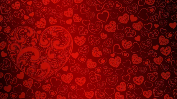 Fondo de corazones con remolinos — Vector de stock