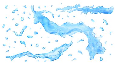 Opaque water splashes and water drops clipart
