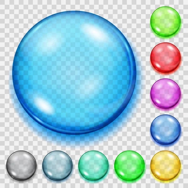 Conjunto de esferas coloridas transparentes com sombras —  Vetores de Stock