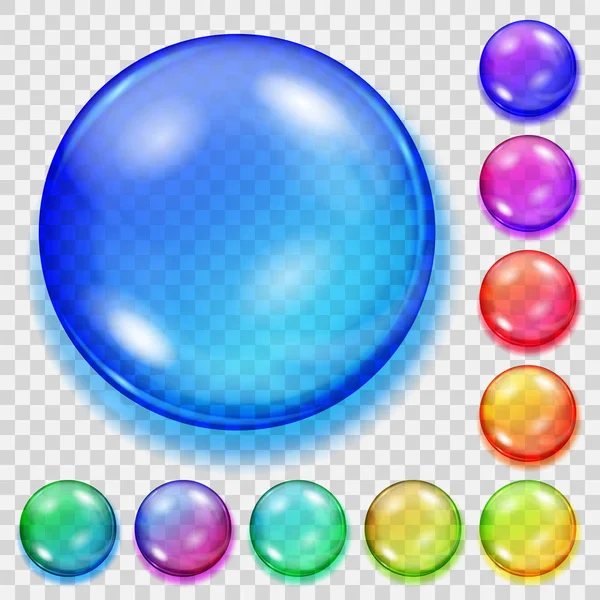 Conjunto de esferas coloridas transparentes com sombras —  Vetores de Stock