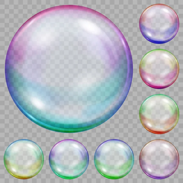 Uppsättning av mångfärgade transparent såpbubblor — Stock vektor