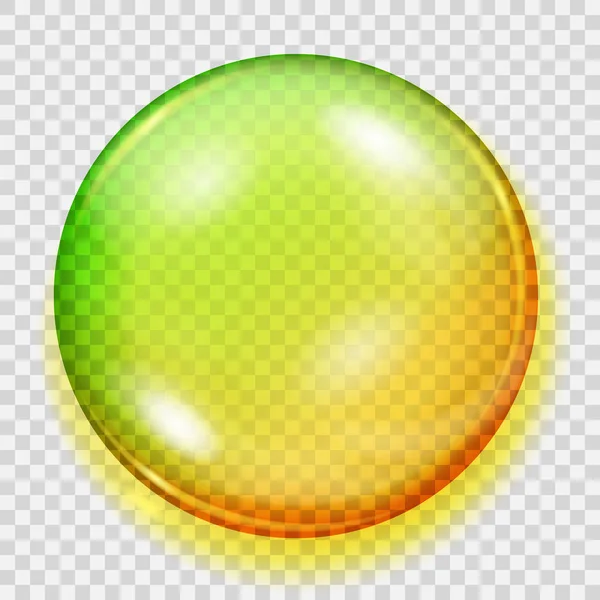 Sphère transparente jaune et verte avec ombre — Image vectorielle