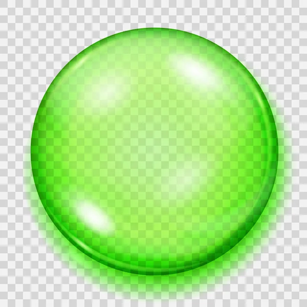 Transparente grüne Kugel mit Schatten — Stockvektor