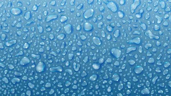 Fondo azul de gotas de agua — Vector de stock