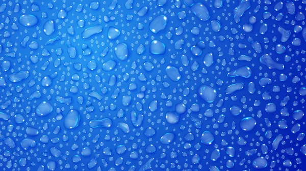 Blauwe achtergrond van waterdruppels — Stockvector