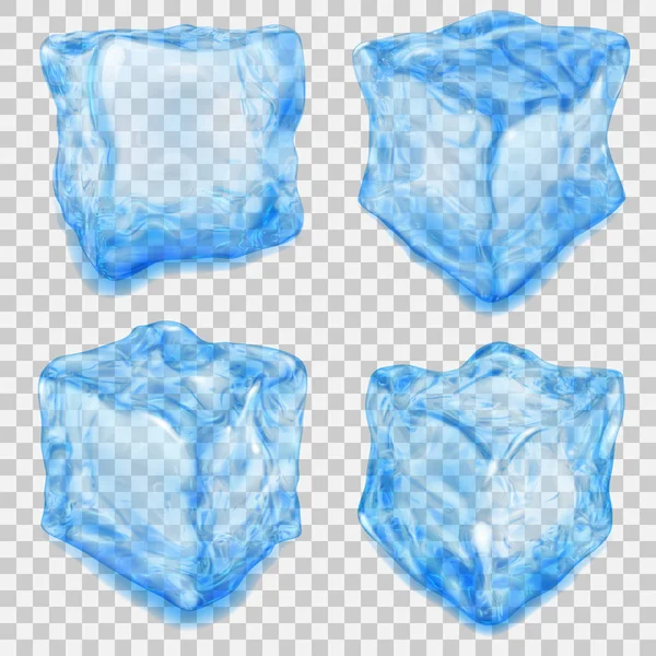 Набір прозорого світло-блакитного кубика льоду — стоковий вектор