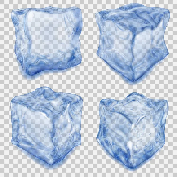 Conjunto de cubo de gelo azul transparente —  Vetores de Stock