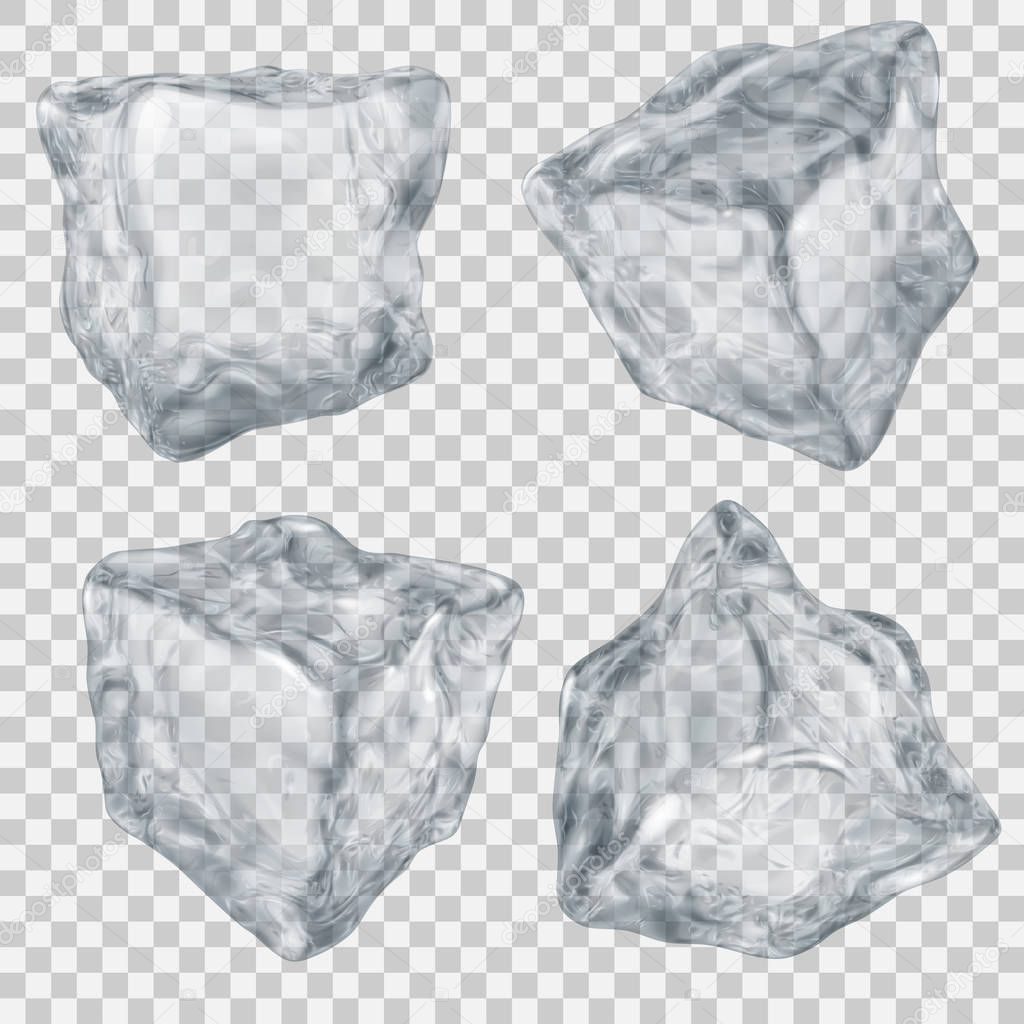 Set of transparent gray ice cube
