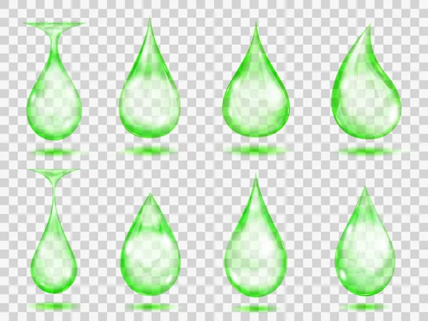 Transparent green drops — Stock Vector