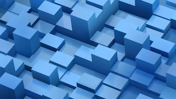 Fundo abstrato de cubos e paralelepípedos em cores azuis — Vetor de Stock