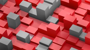 Abstract background of cubes and parallelepipeds in red and gray clipart