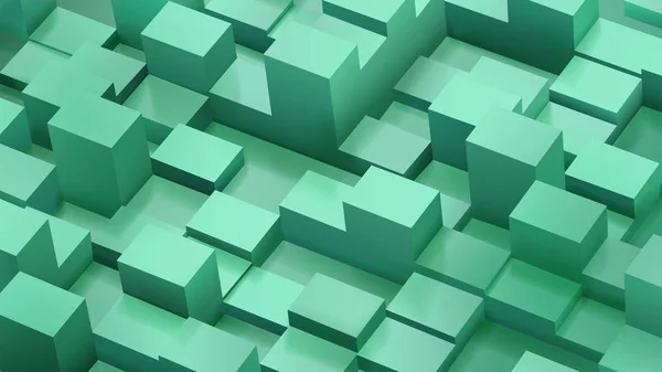 Fundo abstrato de cubos e paralelepípedos em cores verdes — Vetor de Stock