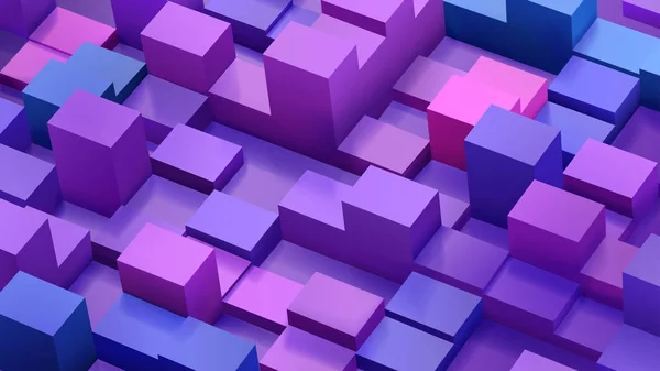 Abstracte achtergrond van kubussen en parallellepipedum in blauw en pur — Stockvector
