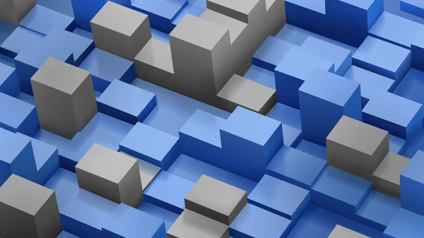 Abstracte achtergrond van kubussen en parallellepipedum in blauw en gra — Stockvector