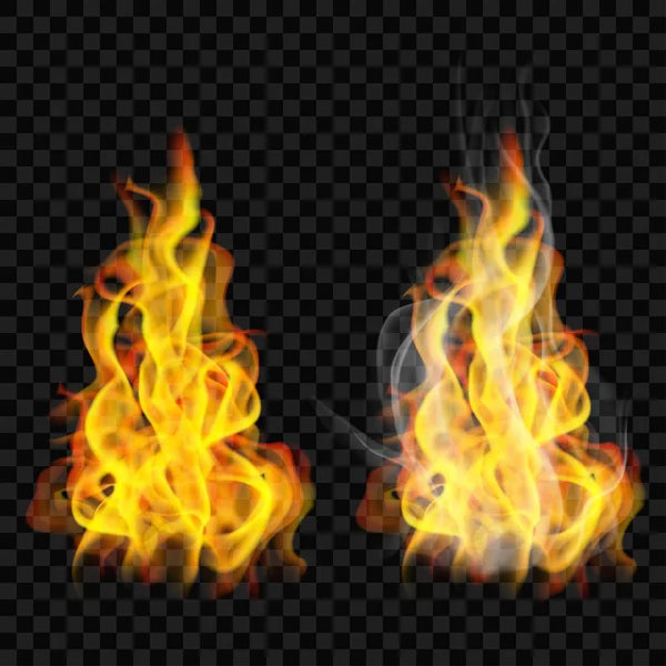 Flamme de feu avec fumée et sans — Image vectorielle