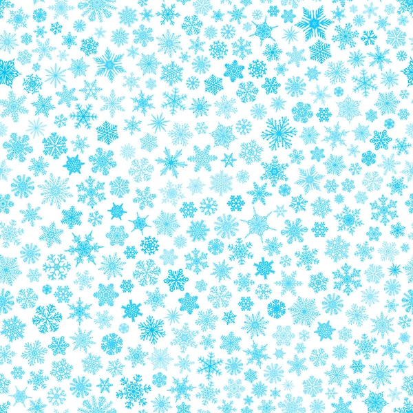 白で水色の雪片のシームレス パターン — ストックベクタ