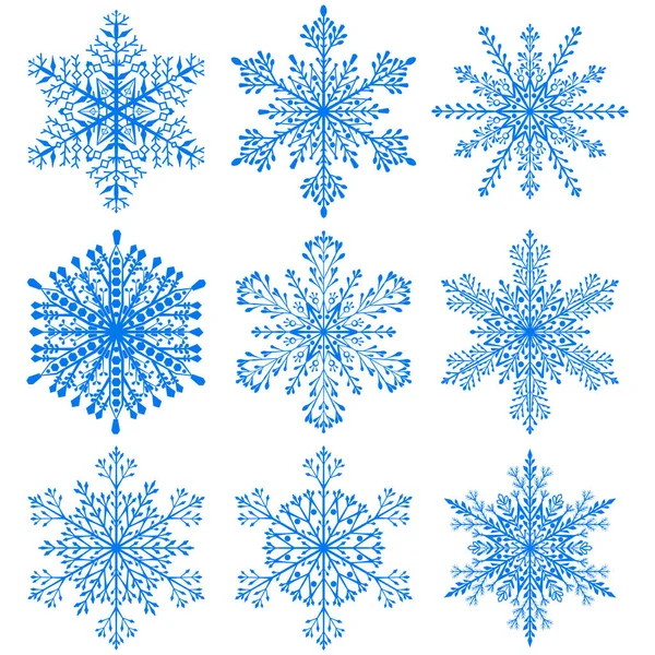 Ensemble de flocons de neige de Noël — Image vectorielle