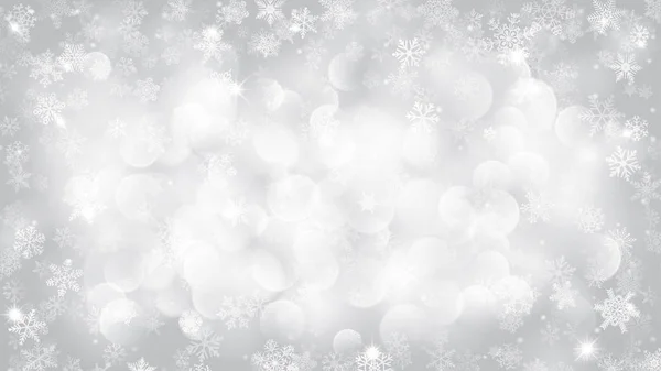 Fondo de Navidad de copos de nieve con efecto bokeh — Archivo Imágenes Vectoriales