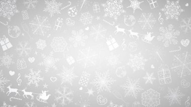 Arka plan kar taneleri ve Noel simgeler