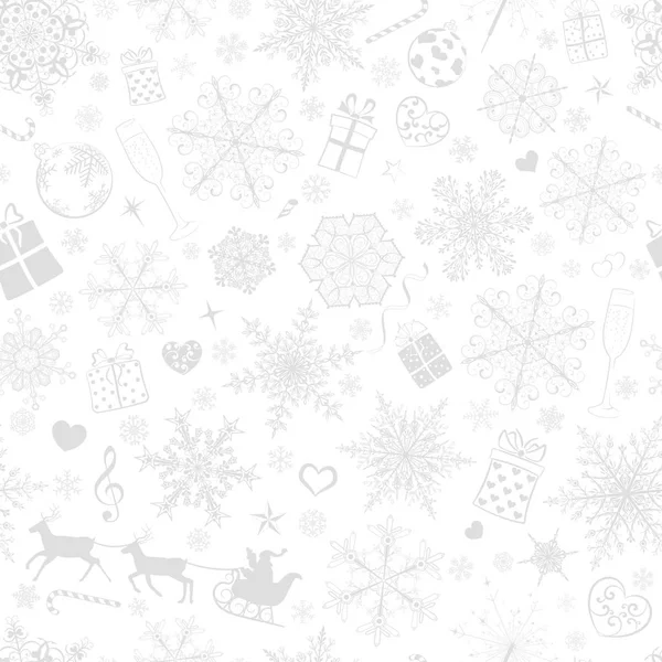 Бесшовный рисунок снежинки и рождественские символы — стоковый вектор