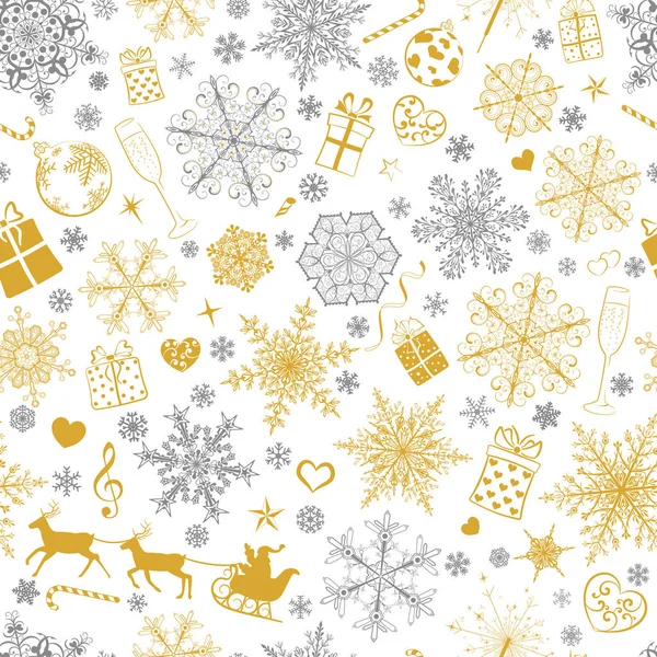 Kar taneleri ve Noel simgeler seamless modeli