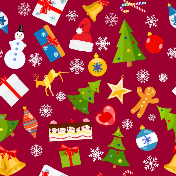 Seamless pattern of Christmas symbols — Stock Vector