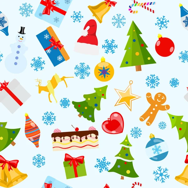 Seamless pattern of Christmas symbols — Stock Vector