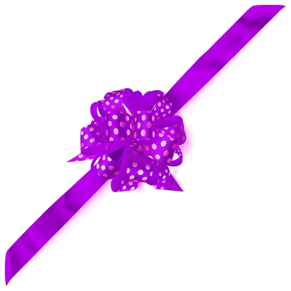Big corner bow made of ribbon in polka dots — Stock Vector
