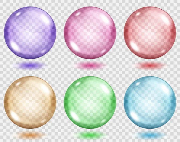 Transparent colored spheres with shadows — Stock Vector