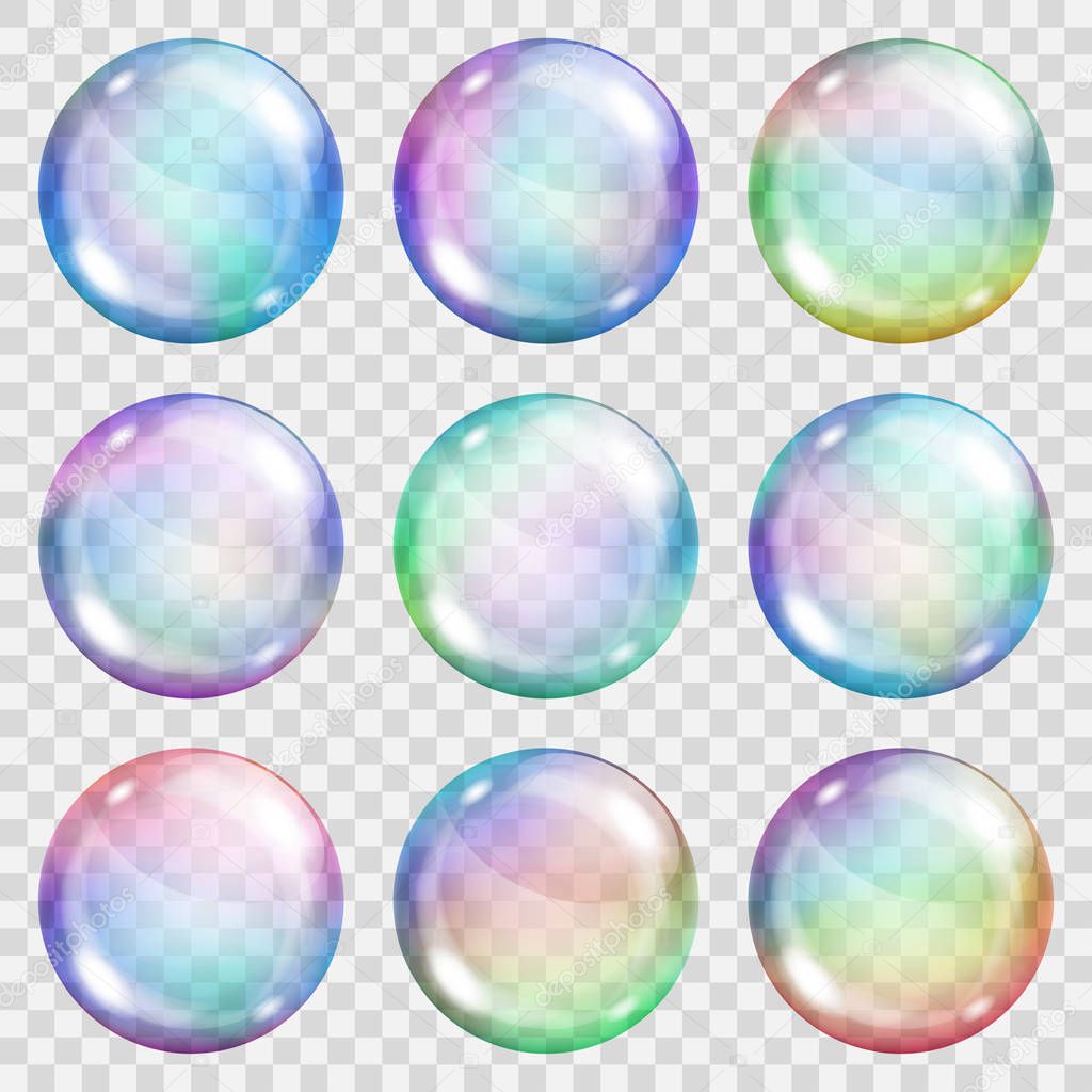 Transparent colored soap bubbles