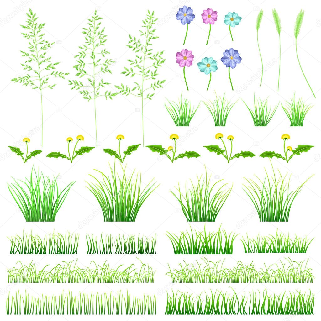 Set of elements of grass