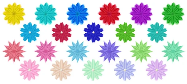Ensemble de fleurs en papier — Image vectorielle
